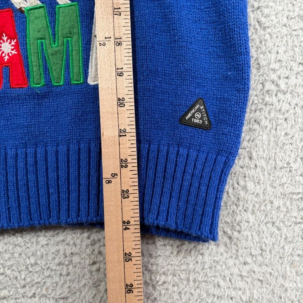 American Stitch Fa La La Llama Blue Ugly Christmas‎ Sweater Holiday Size Small